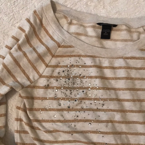 Moda International Tops - Gold/cream sequin starburst sweatshirt